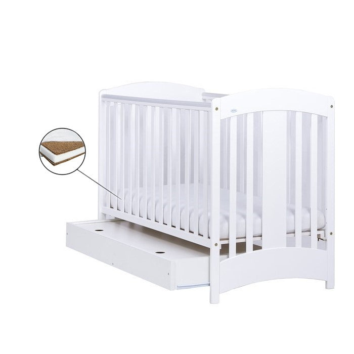 Patut Drewex Natalia cu sertar - Alb + Saltea Cocos 8 Cm