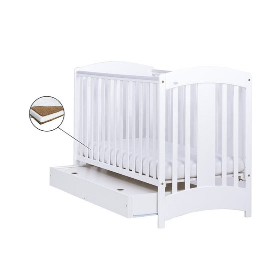 Patut Drewex Natalia cu sertar - Alb + Saltea Cocos 8 Cm