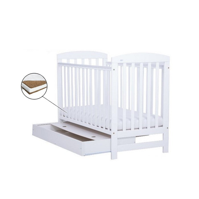 Patut Drewex Olek cu sertar - Alb + Saltea Cocos 8 Cm