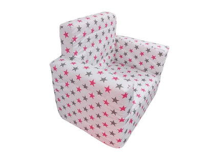 Fotoliu din burete pentru copii MyKids Stelute White Grey Pink