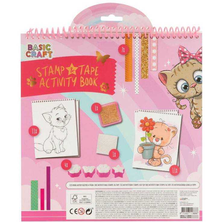 Carte de colorat cu activitati, benzi adezive decorative si stampile, 33 piese Moxy GR100099