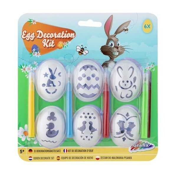 Set 6 sabloane decorat oua Paste si 4 carioci colorate Grafix GR810009