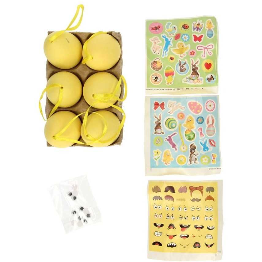 Set 6 oua pentru Paste cu 3 foi cu stickere si 12 ochi miscatori Grafix GR810034G