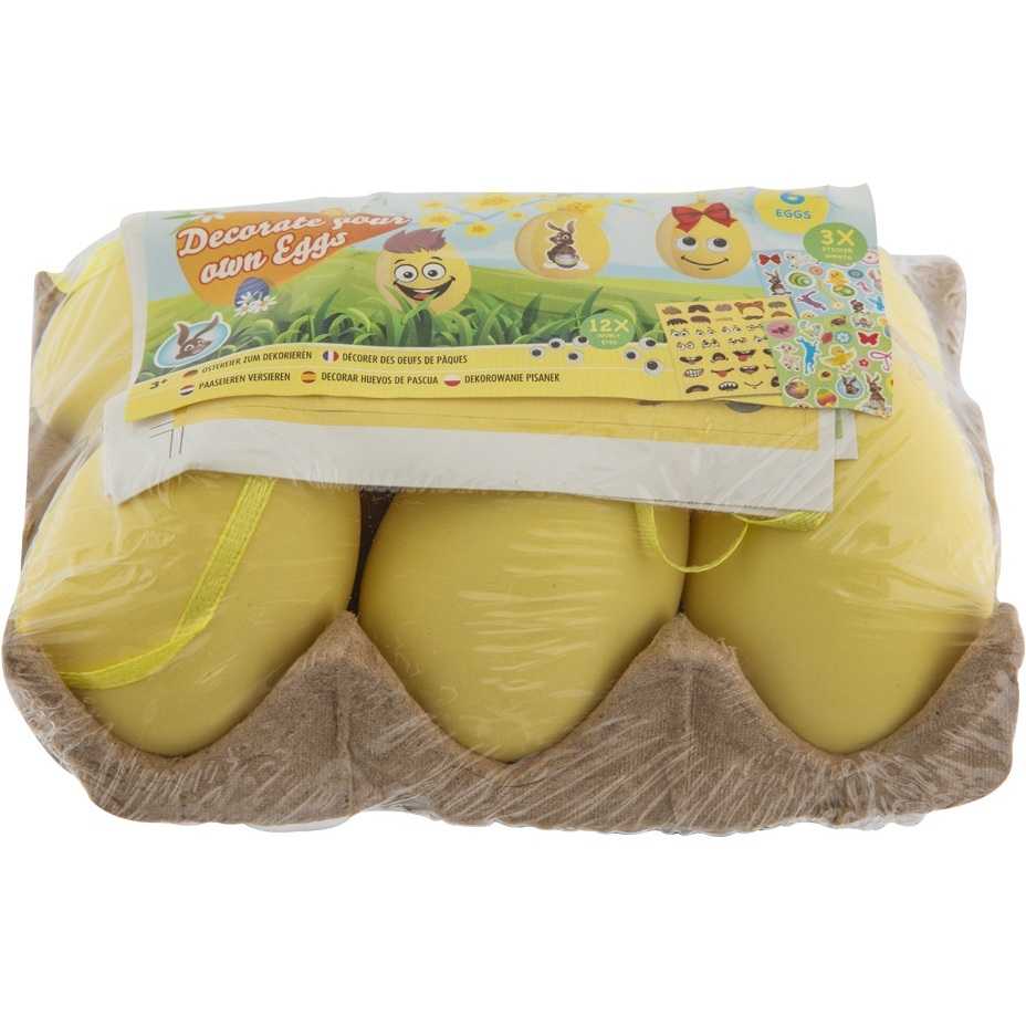 Set 6 oua pentru Paste cu 3 foi cu stickere si 12 ochi miscatori Grafix GR810034G