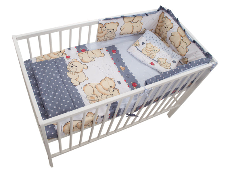 Lenjerie MyKids Teddy Friends Gri 4 Piese M1 120x60