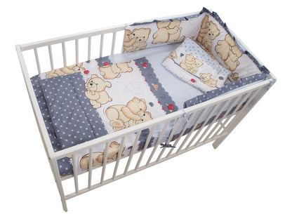 Lenjerie MyKids Teddy Friends Gri 4 Piese M1 120x60