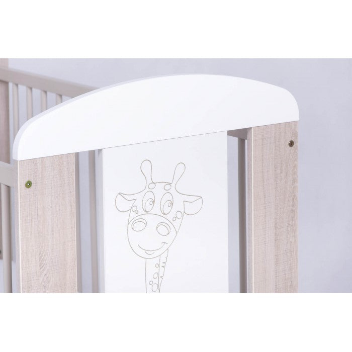 Patut Drewex Giraffe - Natur cu Alb + Saltea Cocos 8 Cm