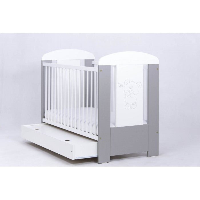 Patut Drewex Bear cu sertar - Silver + Saltea Cocos 8 Cm