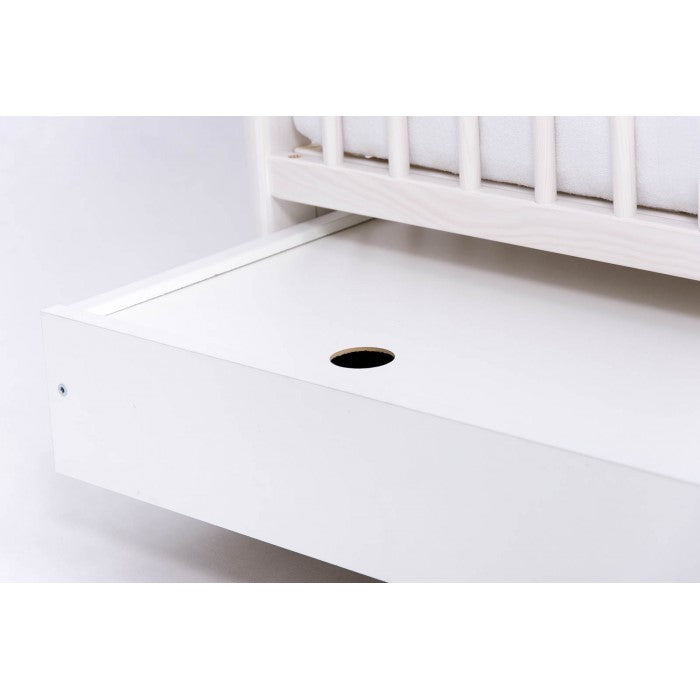 Patut Drewex Laura cu sertar - Alb + Saltea Cocos 10 Cm