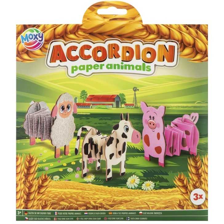 Set Animale acordeon din carton, 3 buc Moxy GR100107