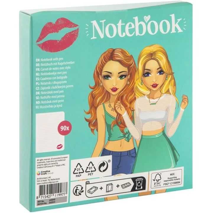 Carnetel Besties cu Pix 90 de File Liniate,15 x 10.5 cm Grafix GR140045