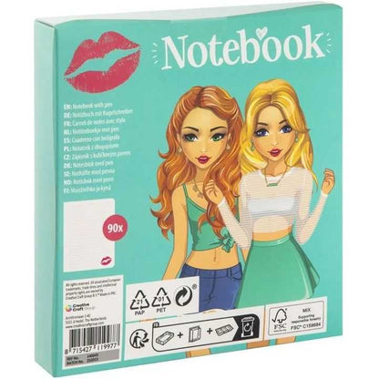 Carnetel Besties cu Pix 90 de File Liniate,15 x 10.5 cm Grafix GR140045