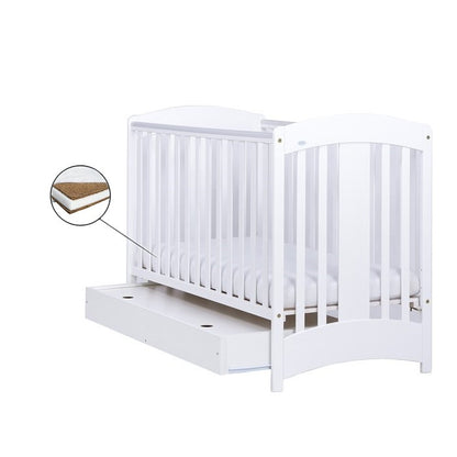 Patut Drewex Natalia cu sertar - Alb + Saltea Cocos 10 Cm
