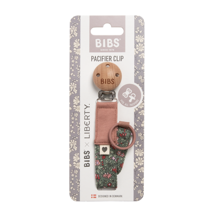 BIBS X Liberty Bundle - Set cutie cadou cu bavetica, cutie de suzeta, clip suzeta si jucarie multisenzoriala