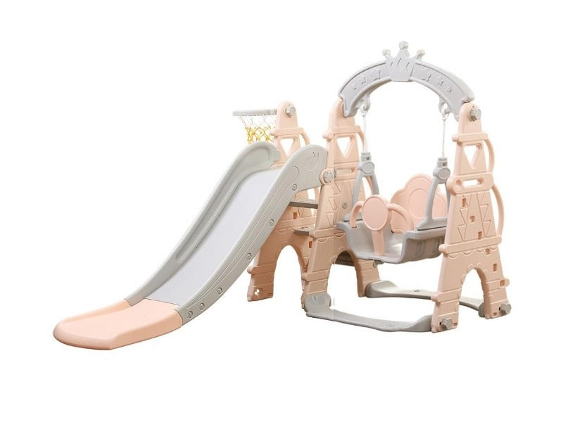 Tobogan MyKids cu leagan, cos de baschet, jucarie muzicala L-DT04 Pink