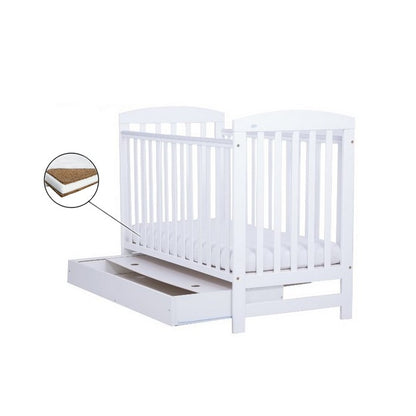 Patut Drewex Olek cu sertar - Alb + Saltea Cocos 10 Cm