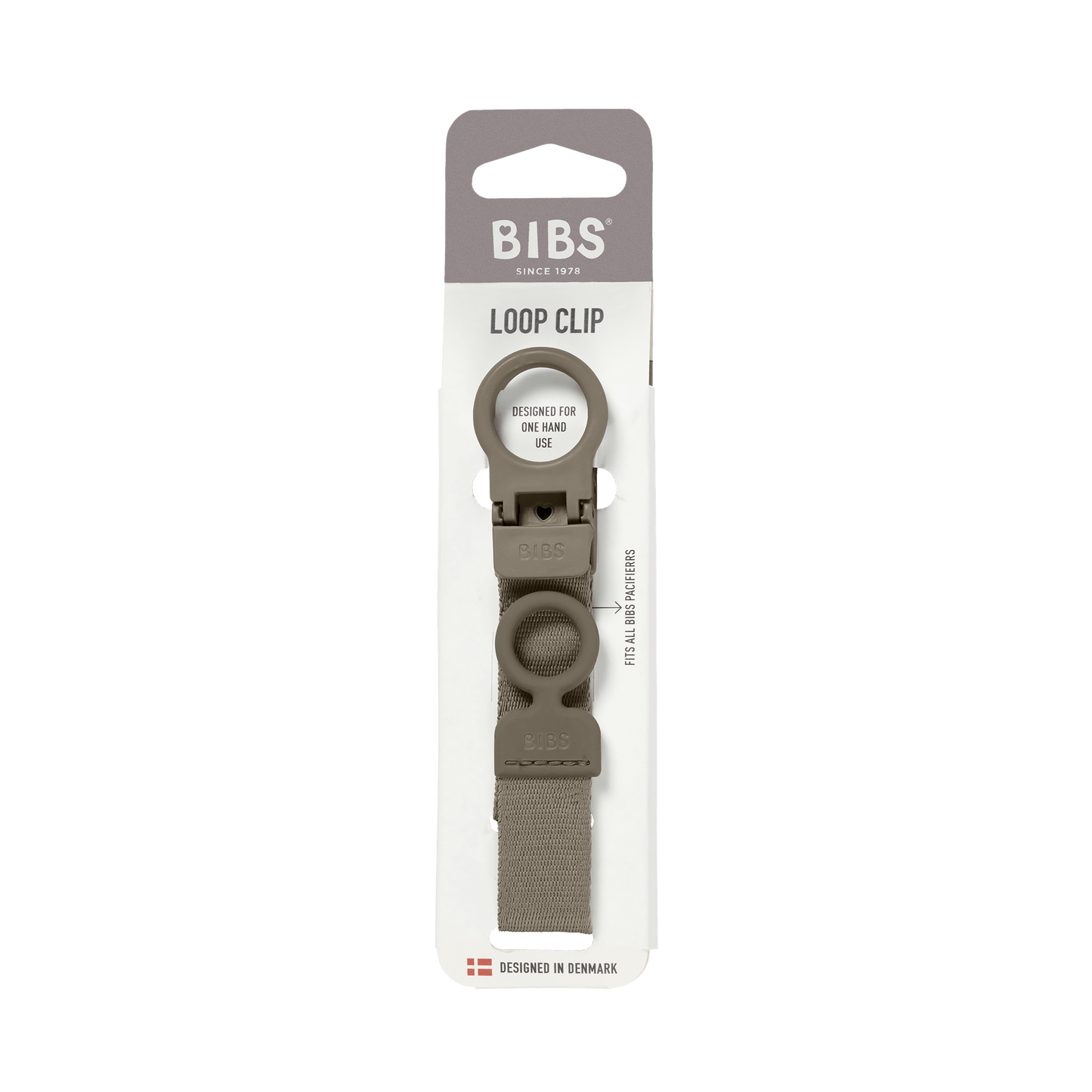 BIBS - Lantisor clip Loop pentru suzeta, Dark Oak