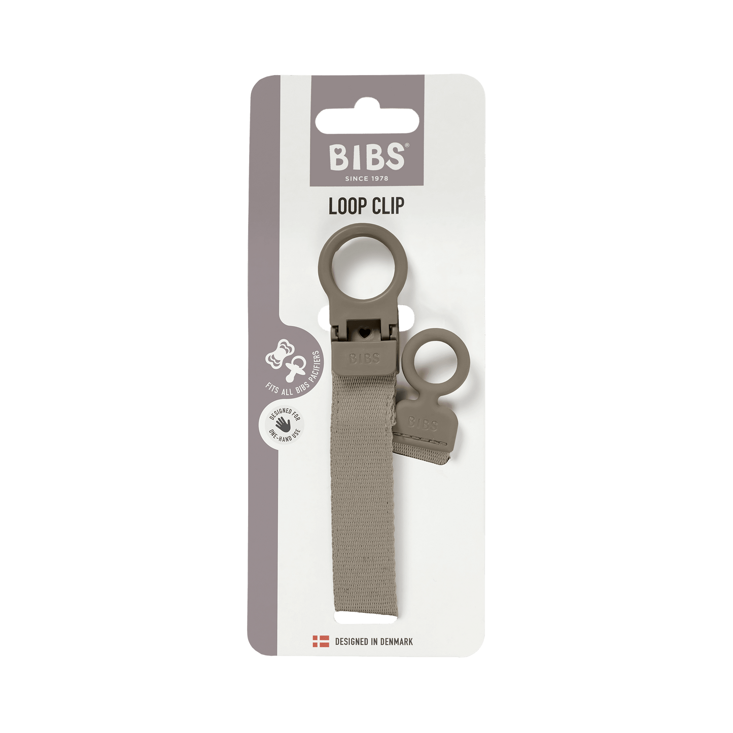 BIBS - Lantisor clip Loop pentru suzeta, Dark Oak