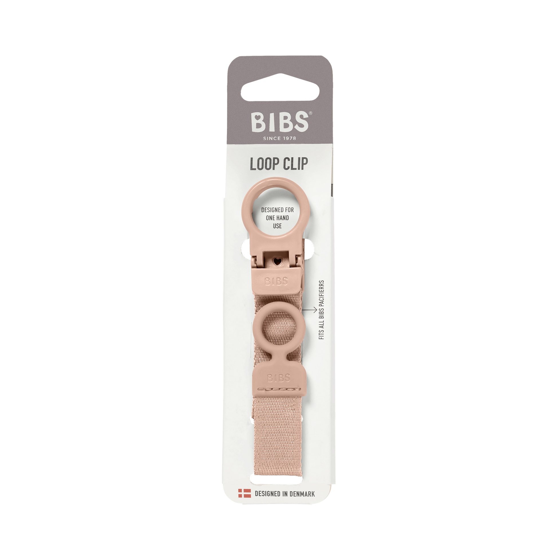BIBS - Lantisor clip Loop pentru suzeta, Blush