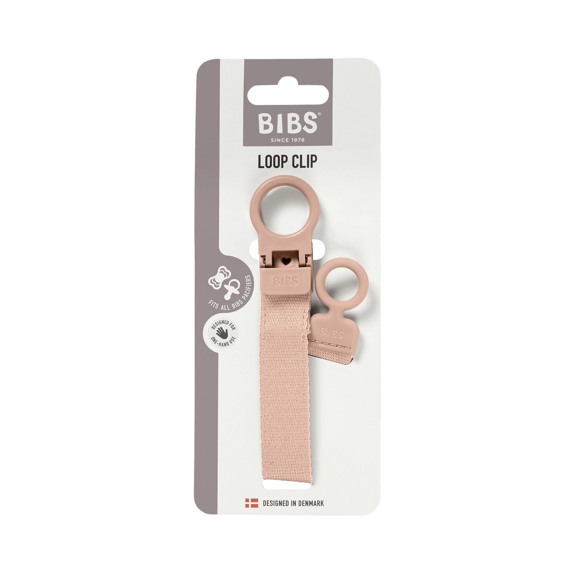 BIBS - Lantisor clip Loop pentru suzeta, Blush