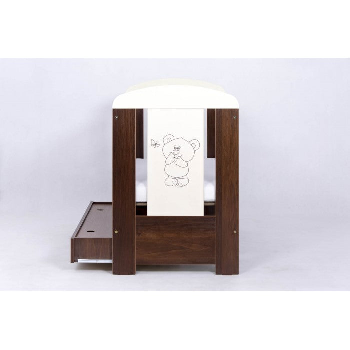 Patut Drewex Bear cu sertar - Wenge + Saltea Cocos 10 Cm