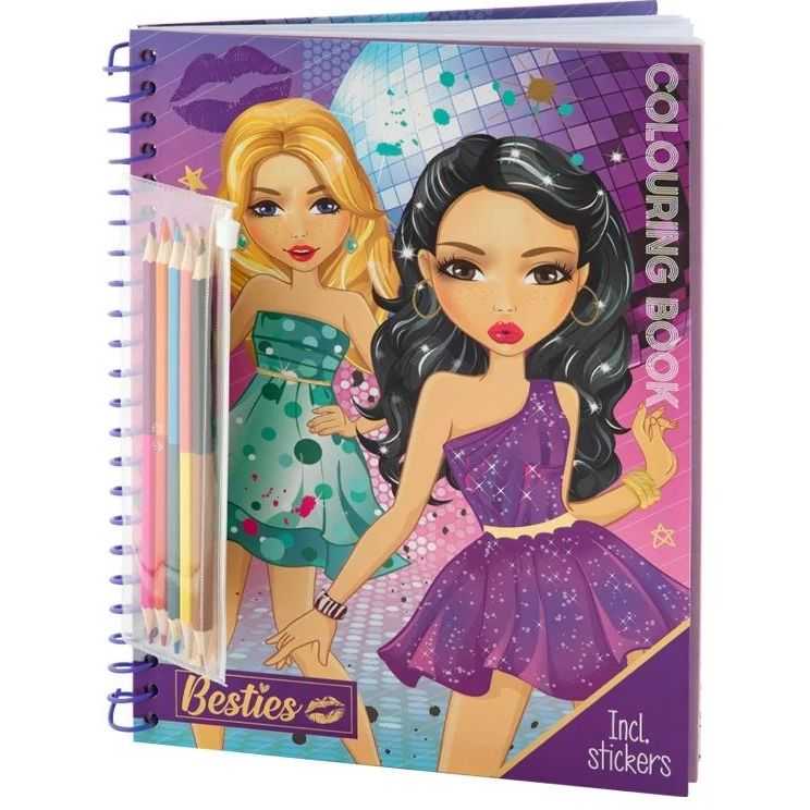 Carte de colorat Besties cu abtibilduri si creioane colorate Grafix GR140003