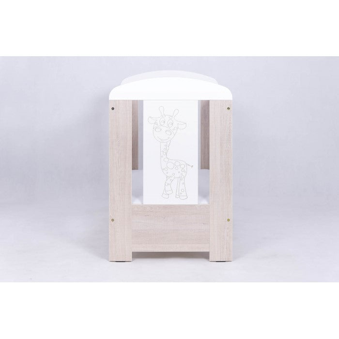 Patut Drewex Giraffe - Natur cu Alb + Saltea Cocos 10 Cm
