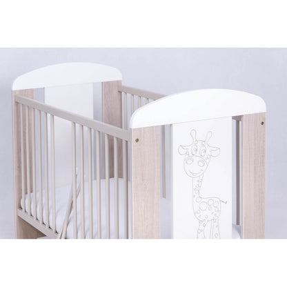 Patut Drewex Giraffe - Natur cu Alb + Saltea Cocos 10 Cm