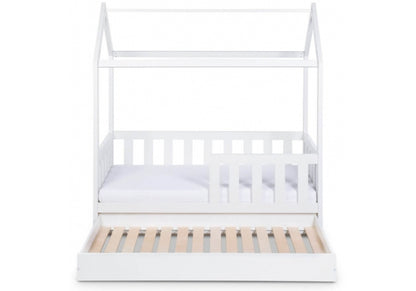 Pat tineret casuta Klups Liv Alb 160x80 cu sertar