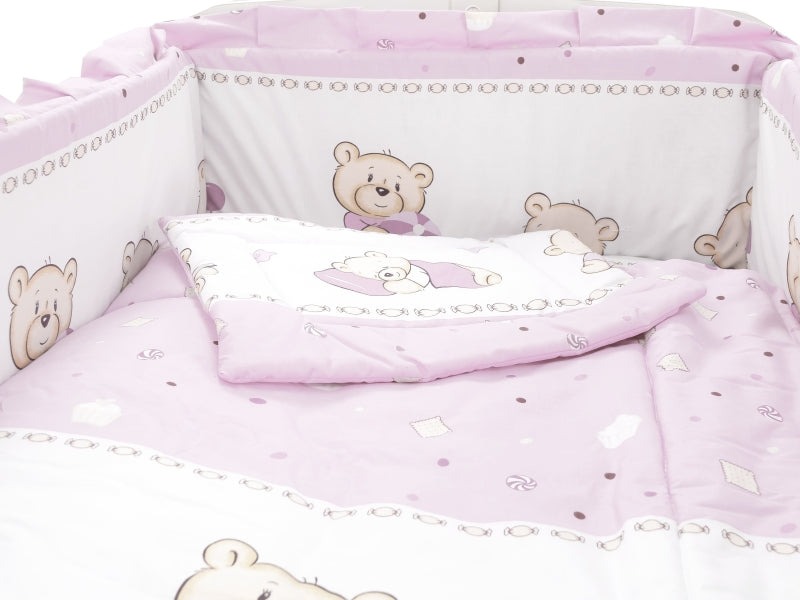 Lenjerie MyKids Teddy Toys Roz M1 5 piese 120x60 cm