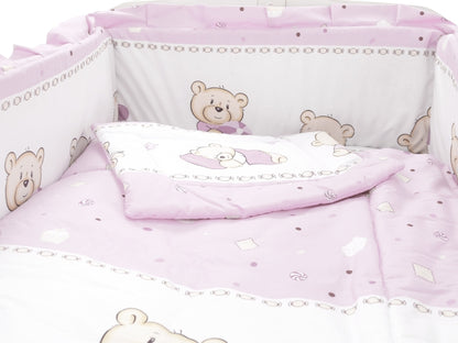Lenjerie MyKids Teddy Toys Roz M1 5 piese 120x60 cm