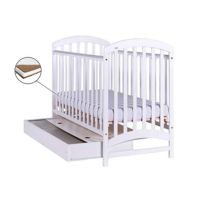 Patut Drewex Adel cu sertar - Alb + Saltea Cocos 12 cm