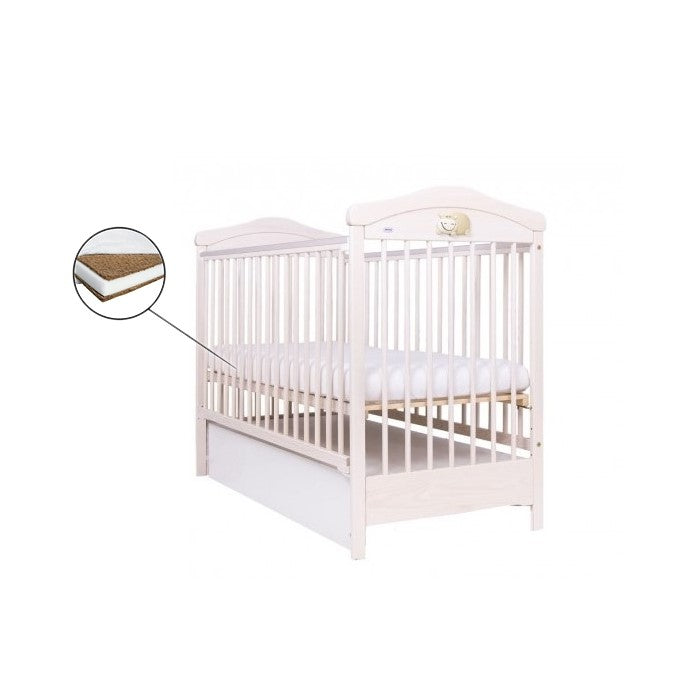 Patut Drewex Hippo cu sertar - Alb + Saltea Cocos 12 cm