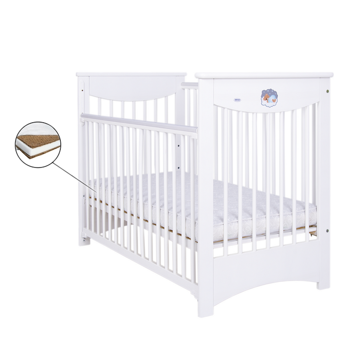 Patut Drewex Laura culisant - Alb + Saltea Cocos 12 cm