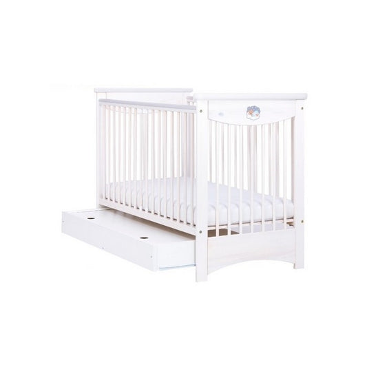 Patut Drewex Laura cu sertar - Alb + Saltea Cocos 12 cm