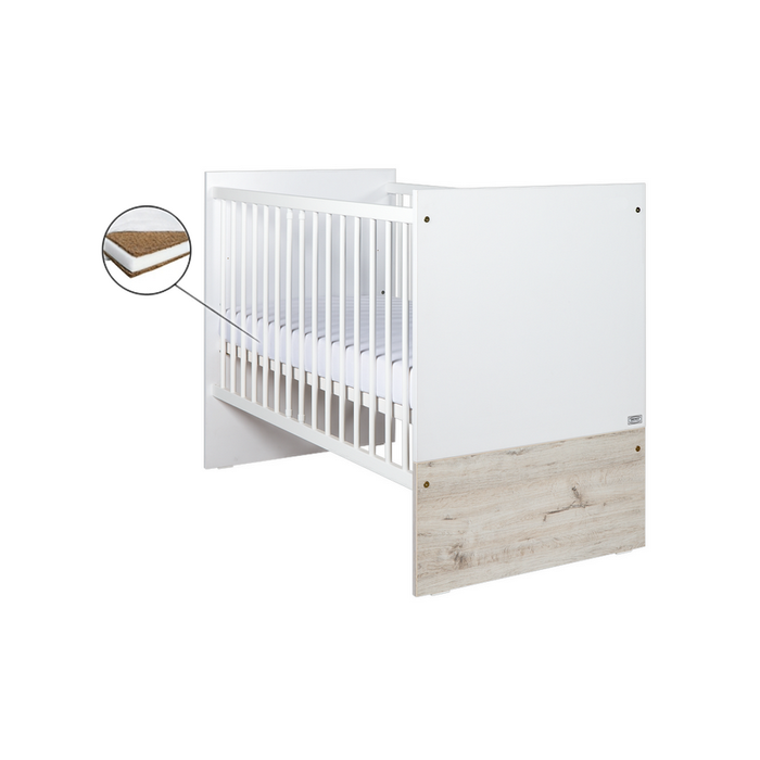 Patut Drewex Cortona Culisant - Alb + Saltea Cocos 12 cm