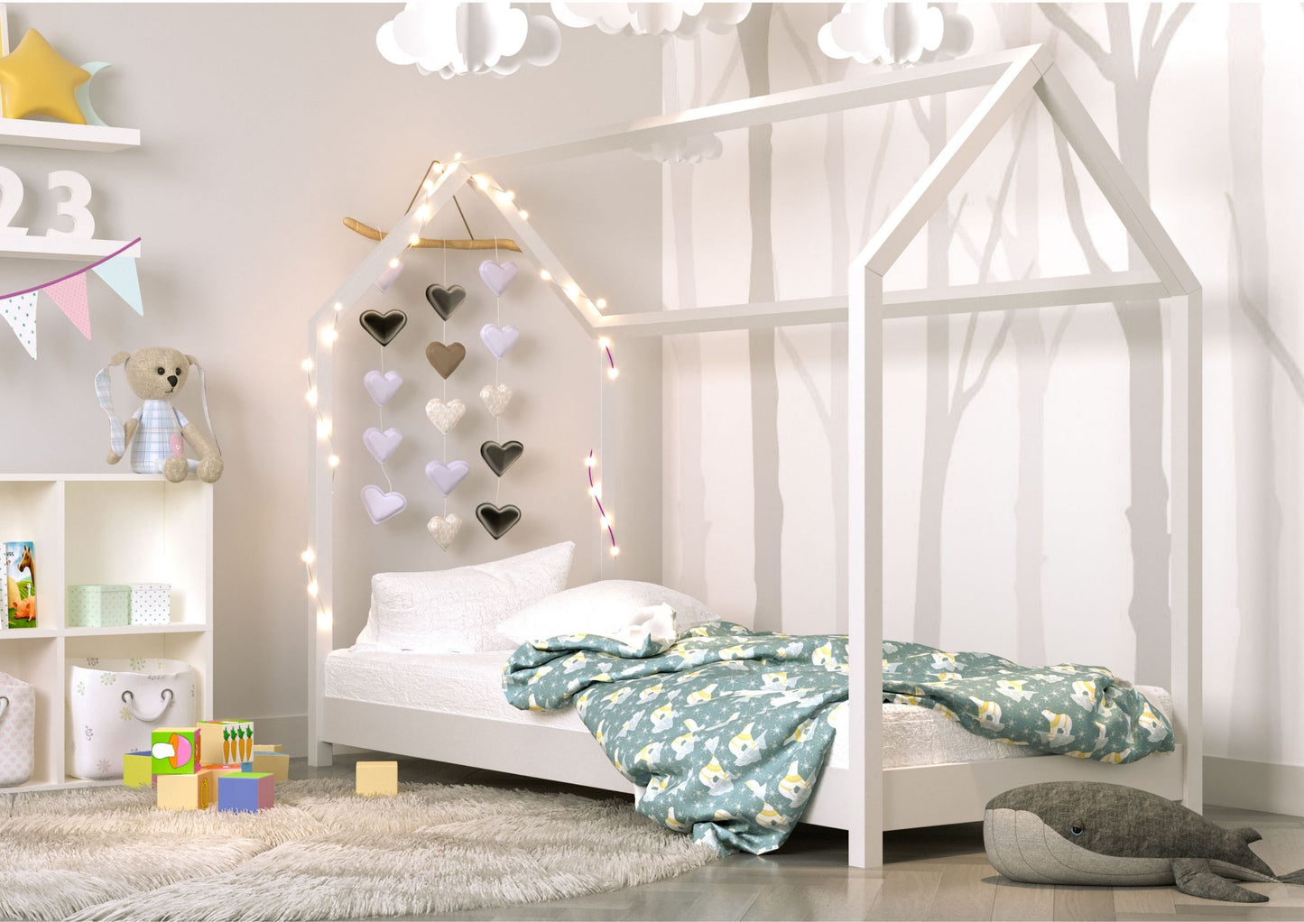 Pat tineret Kocot Kids Bella White 160x80 fara saltea