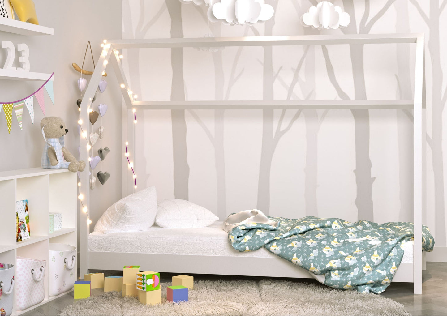 Pat tineret Kocot Kids Bella White 160x80 fara saltea