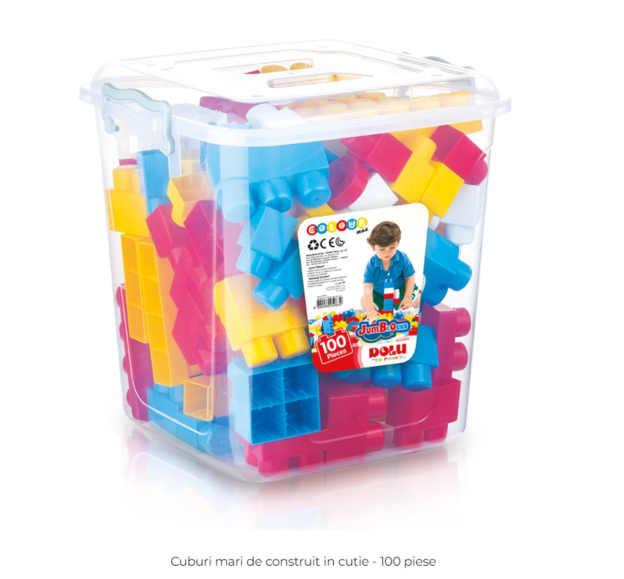 Cuburi mari de construit in cutie - 100 piese