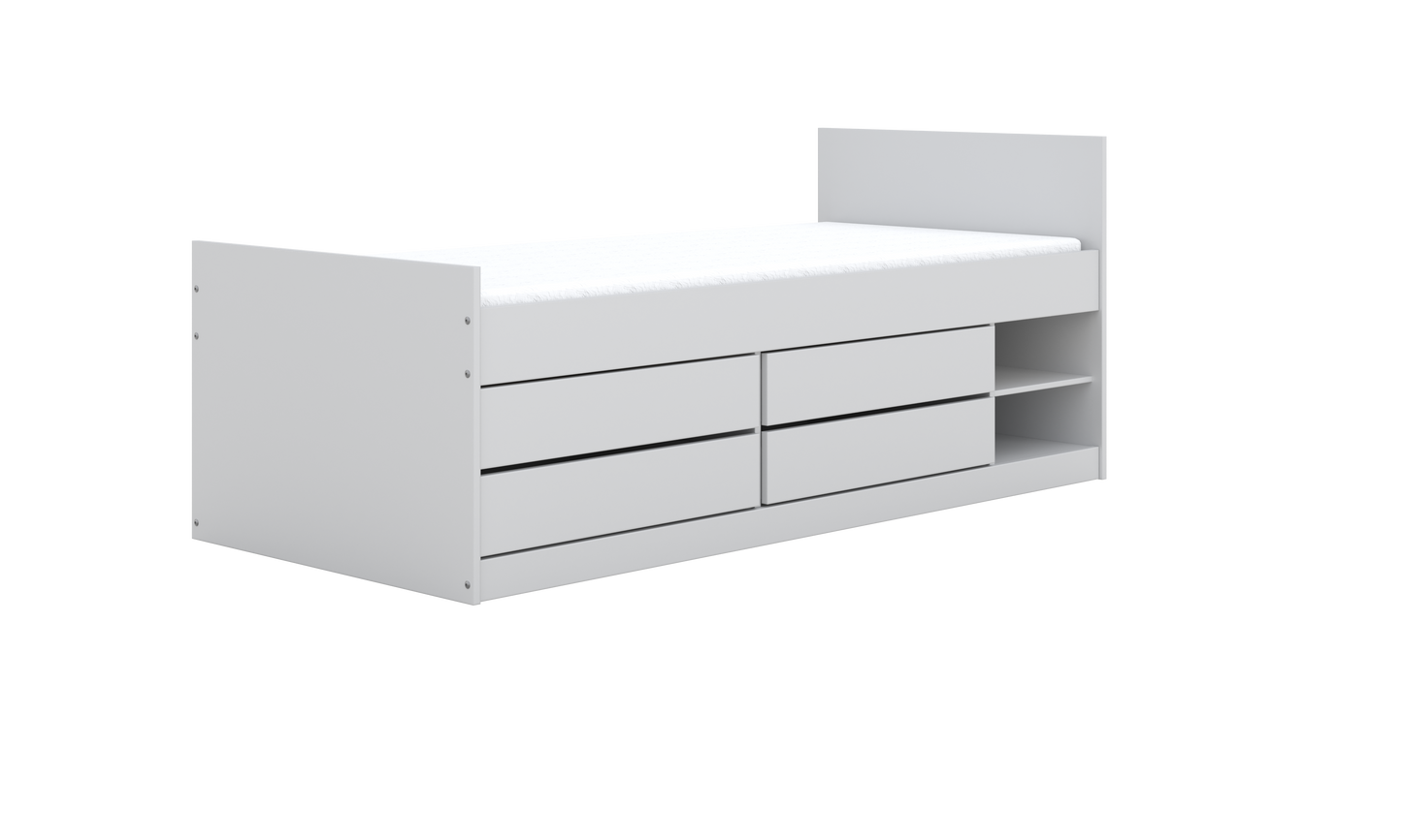 Pat copii Kocot Kids Leon 200x90 cu saltea si sertare