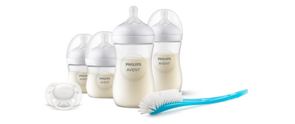 Set PHILIPS AVENT Natural Response - 4 biberoane (125 ml & 260 ml), suzetă + perie biberon, flux lent, 0 luni+
