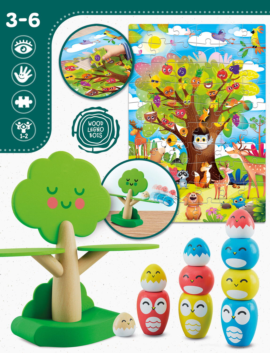 Joc de echilibru  Montessori - Pasarele vesele