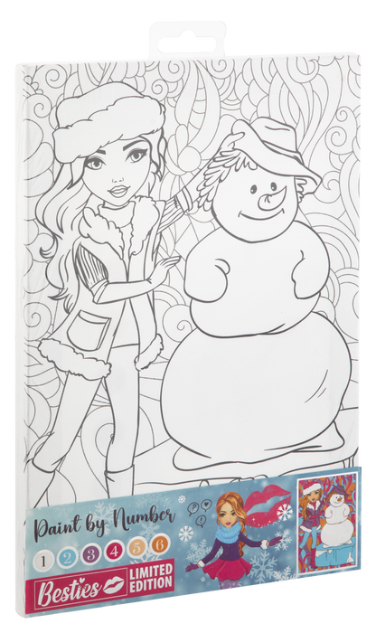 Tablou pictura pe numere - Distractie cu omul de zapada