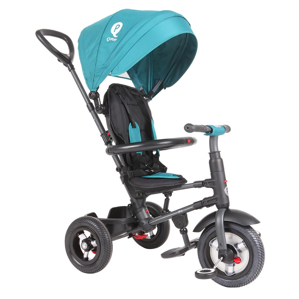 Tricicleta cu roti de cauciuc Qplay Rito Rubber Albastru Deschis
