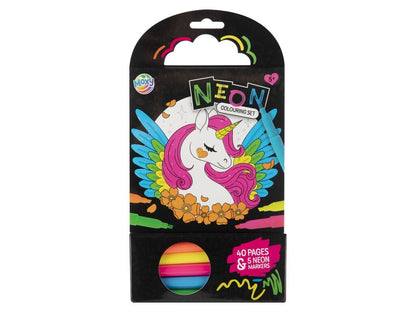 Carte de colorat cu carioci neon - Peripetiile unicornului