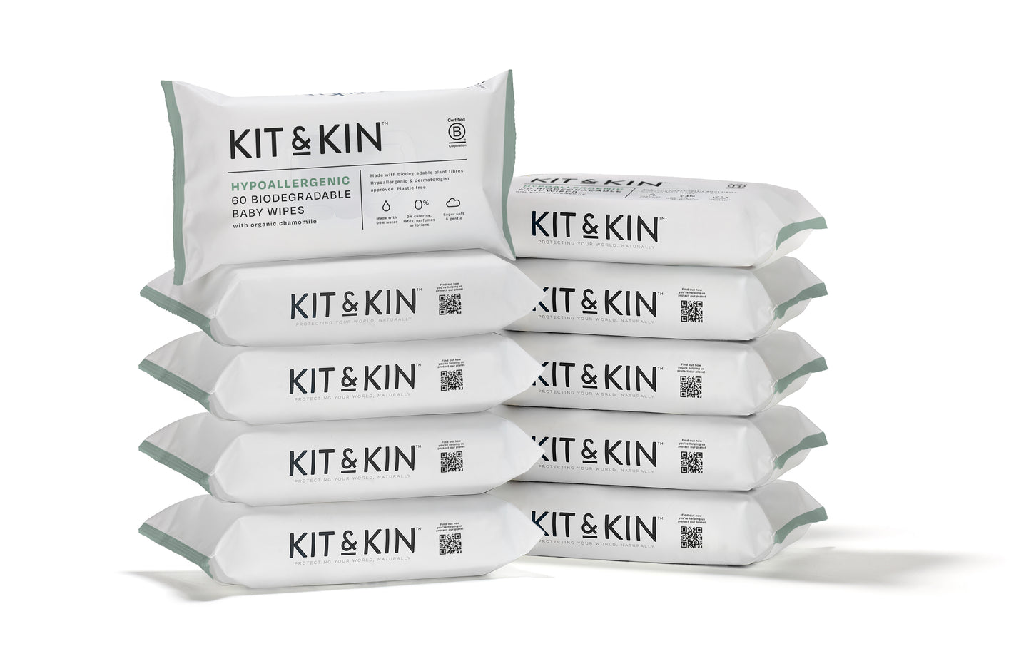 Servetele Umede Biodegradabile Kit&Kin 600 buc, 60buc x 10pachete