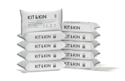 Servetele Umede Biodegradabile Kit&Kin 600 buc, 60buc x 10pachete