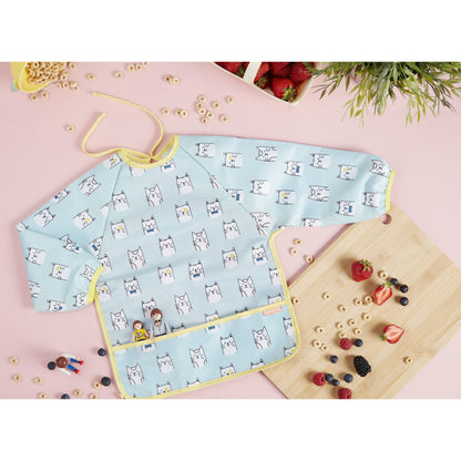 Badabullle - Bavetica cu maneci, albastra cu pisicute