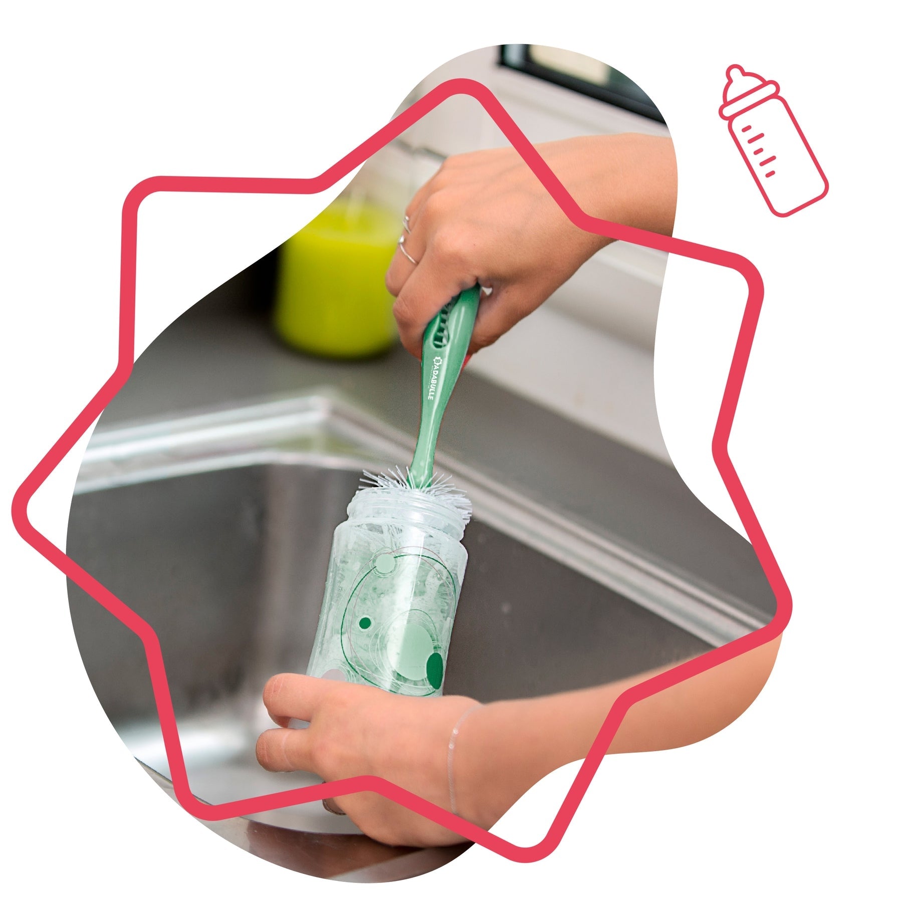 Badabulle - Perie de biberoane 2 in 1 verde