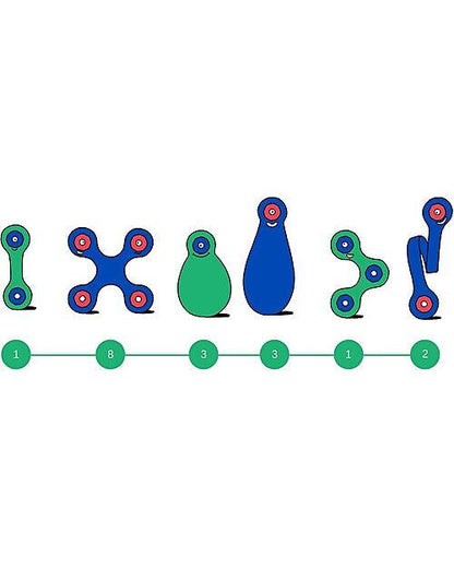 Clixo® joc magnetic de construit - Itsy Albastru & Verde (18 piese)
